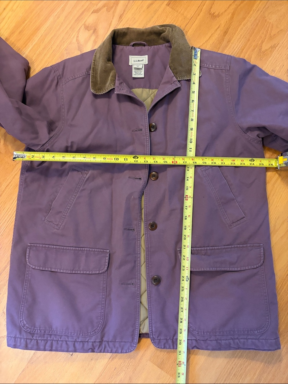 L. L. barn chore coat purple brown corduroy size XL thinsulate padded lining - Picture 6 of 8